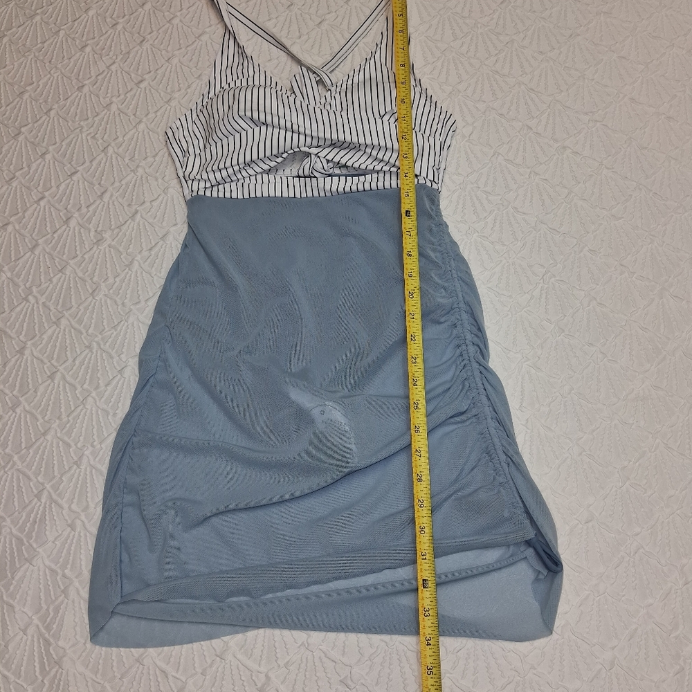 B2 PRITY New Striped Halter Swimsuit with Blue Skirt size M - Picture 12 of 16